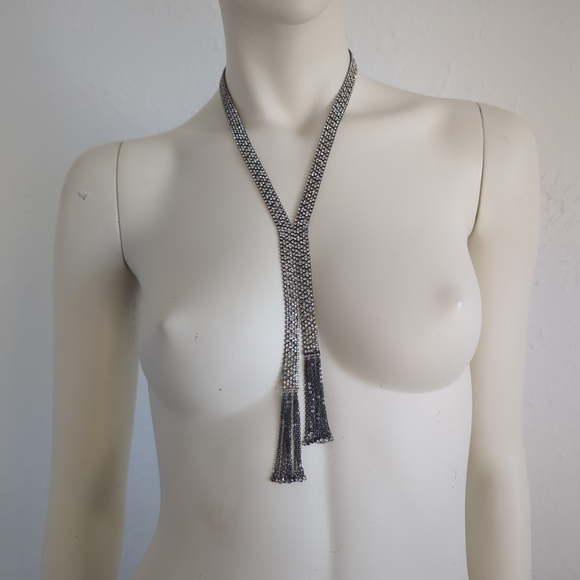 Lauren Ralph Lauren Jewelry - Rare! Ralph Lauren Petite Rhinestone Mesh Fringe Deco Flapper Necklace